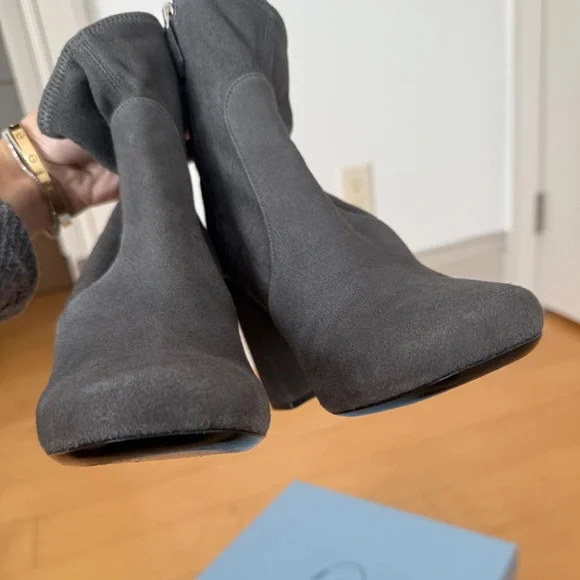 LIKE NEW Prada Suede Ankle Heeled Boots, Size 39